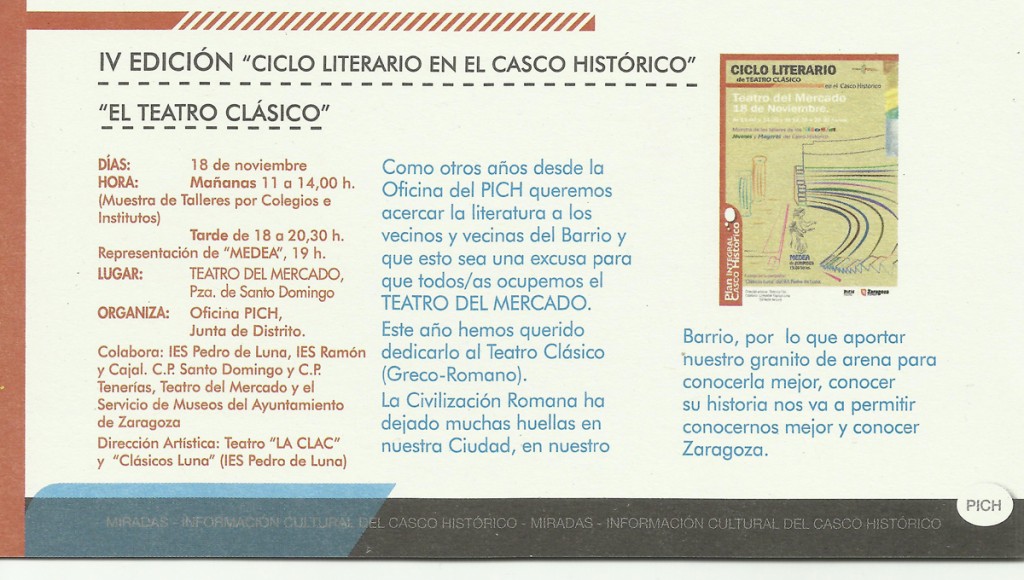 Clasicos Luna MEDEA Ciclo Literario PICH Zaragoza 2013