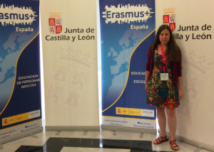 Foto de la coordinadora Erasmus + en el Encuentro de Valladolid