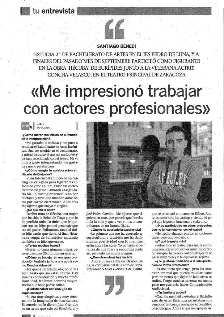 IES Pedro de Luna Teatro Clasicos Luna Periodico de Aragon 2013_10_29 WEB