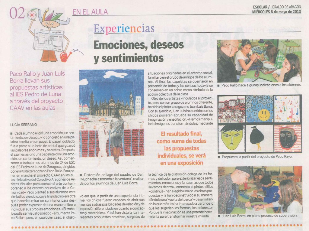 PLASTICA IES Pedro de Luna CAAV y 2 ESO EXPOSICION 2013 HdeA